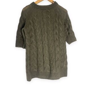 COS Wool Short Sleeve Olive Green Grandmacore Sweater Size XS